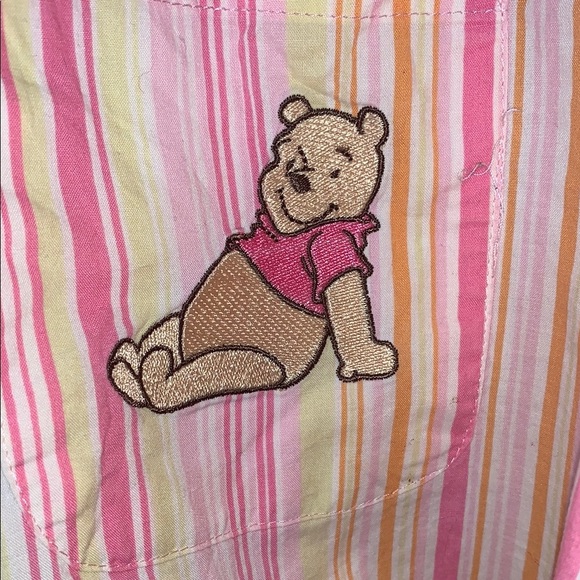 Gently Loved Disney Striped Pajama Top with Embroidered Winnie the Pooh - Picture 3 of 6